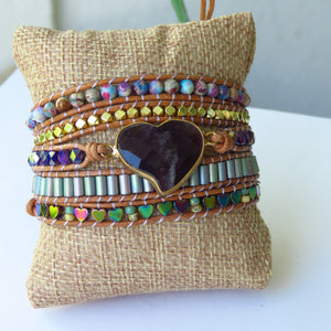 BRAZALETE WRAP CORAZÓN DE AMATISTA