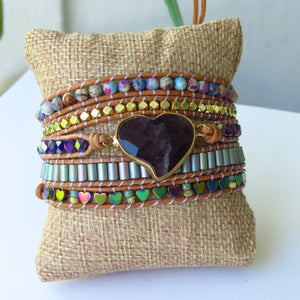 BRAZALETE WRAP CORAZÓN DE AMATISTA